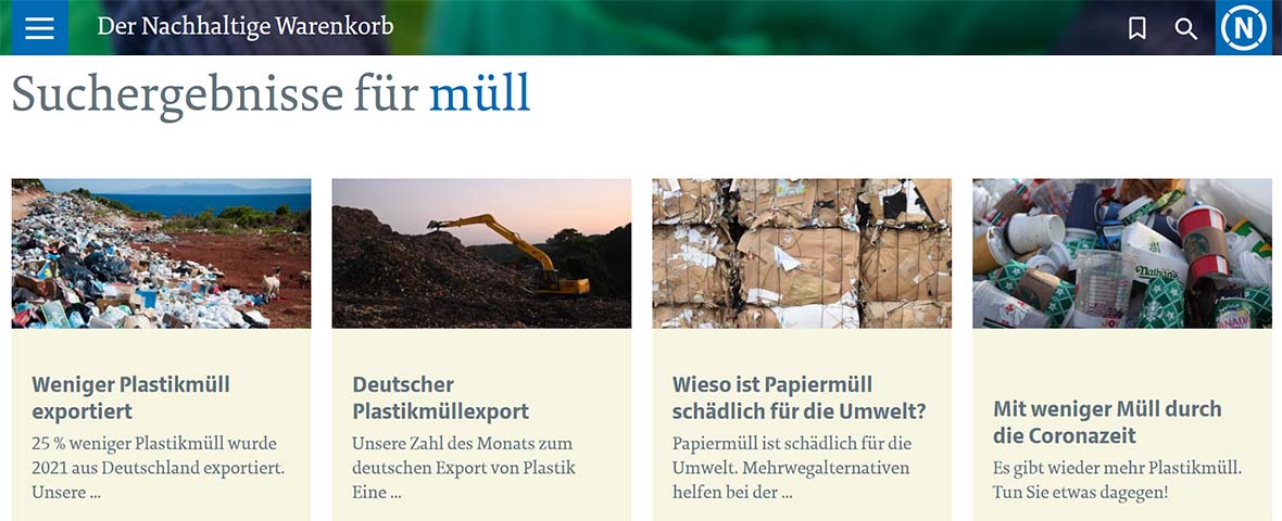 Screenshot:  Beispiel von der Website des Nachhaltigen Warenkorbs