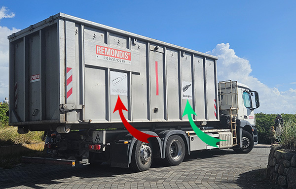 Foto Altglassammelcontainerfahrzeug Fa. RMONDIS mit zwei Kammern