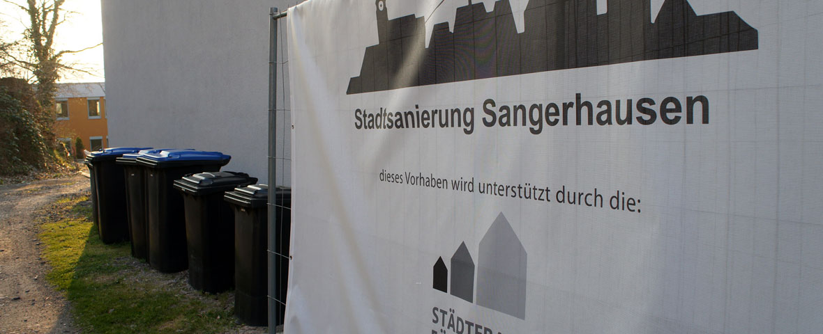 Foto: Baustelleninformation in Sangerhausen