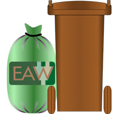 Grafik - ein EAW Grünabdfallsack steht neben einer Biotonne bereit